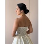 Vestido Midi Cristal Sem Alças em Renda CREME