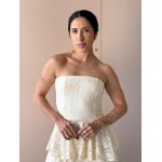 Vestido Midi Cristal Sem Alças em Renda CREME