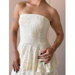 Vestido Midi Cristal Sem Alças em Renda CREME