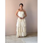 Vestido Midi Cristal Sem Alças em Renda CREME