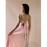 Vestido Longo Tamara Plissado Decote Reto ROSA BEBE