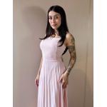 Vestido Longo Tamara Plissado Decote Reto ROSA BEBE