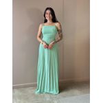 Vestido Longo Tamara Plissado Decote Reto VERDE MENTA