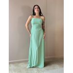 Vestido Longo Tamara Plissado Decote Reto VERDE MENTA