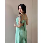 Vestido Longo Tamara Plissado Decote Reto VERDE MENTA