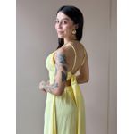 Vestido Longo Telma Plissado em Crepe Decote V AMARELO