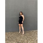 Conjunto Drica Blusa e Shorts Saia em Alfaiataria PRETO