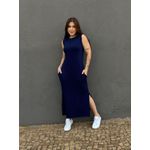 Vestido Longo Cavado Malha Premium AZUL MARINHO
