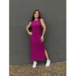 Vestido Longo Cavado Malha Premium FÚCSIA