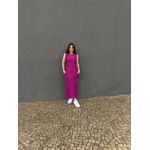 Vestido Longo Cavado Malha Premium FÚCSIA