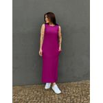 Vestido Longo Cavado Malha Premium FÚCSIA