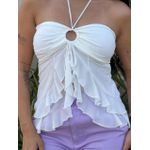 Blusa Bata Sem Alças em Tule OFF WHITE
