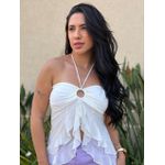 Blusa Bata Sem Alças em Tule OFF WHITE