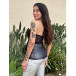 Blusa Bata Sem Alças em Tule PRETO