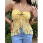 Blusa Bata Sem Alças em Tule AMARELO