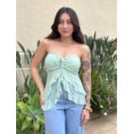 Blusa Bata Sem Alças em Tule VERDE MENTA