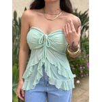 Blusa Bata Sem Alças em Tule VERDE MENTA