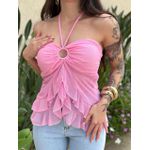 Blusa Bata Sem Alças em Tule ROSA 