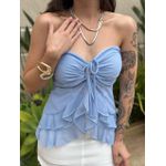 Blusa Bata Sem Alças em Tule AZUL CLARO