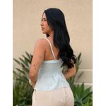 Blusa Bordada Alças Finas Babados VERDE ÁGUA