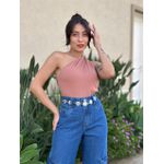 Body Nula Manga em Poliamida CAPUCCINO