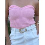 Corselet em Tricot Decote Coração ROSA CLARO