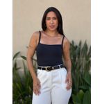 Cropped Alongado Alças Finas em Poliamida PRETO