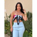 Lenço ESTAMPADO FLORAL VERMELHO AZUL CLARO E AZUL ESCURO