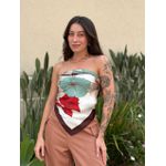 Lenço ESTAMPADO FLORAL VINHO MARROM E VERDE