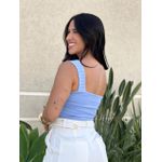Blusa Nula Manga Tricot com Detalhe em Ferragem AZUL BEBE