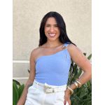 Blusa Nula Manga Tricot com Detalhe em Ferragem AZUL BEBE