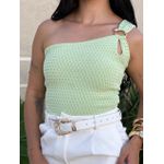 Blusa Nula Manga Tricot com Detalhe em Ferragem VERDE MENTA