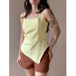 Blusa Peplum Assimétrica em Alfaiataria AMARELO MANTEIGA