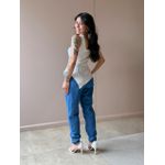 Blusa Peplum Assimétrica em Alfaiataria OFF WHITE