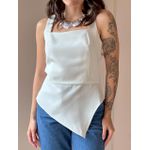 Blusa Peplum Assimétrica em Alfaiataria OFF WHITE