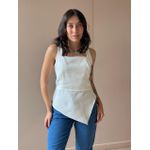 Blusa Peplum Assimétrica em Alfaiataria OFF WHITE