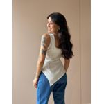 Blusa Peplum Assimétrica em Alfaiataria OFF WHITE