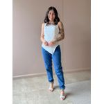 Blusa Peplum Assimétrica em Alfaiataria OFF WHITE