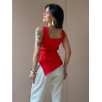 Blusa Peplum Assimétrica em Alfaiataria VERMELHO