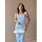 Blusa Peplum Assimétrica em Alfaiataria AZUL BEBE