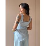 Blusa Peplum Assimétrica em Alfaiataria AZUL BEBE
