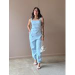 Blusa Peplum Assimétrica em Alfaiataria AZUL BEBE