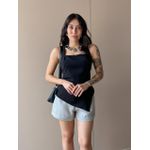 Blusa Peplum Assimétrica em Alfaiataria PRETO