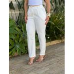 Calça Alfaiataria Joana com Elástico no Cós OFF WHITE