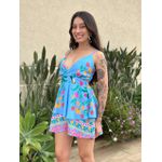 Macaquinho Claudia ESTAMPADO AZUL CLARO COM ROSA