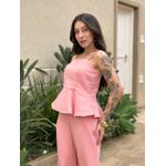Conjunto Peplum Mavie Calça e Blusa em Alfaiataria ROSA CLARO