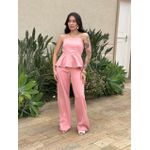 Conjunto Peplum Mavie Calça e Blusa em Alfaiataria ROSA CLARO