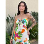 Vestido Curto Dulce Aberto nas Laterais ESTAMPADO BEGE COM ROSA