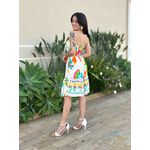 Vestido Curto Dulce Aberto nas Laterais ESTAMPADO BEGE COM ROSA