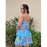 Vestido Curto Giovana ESTAMPADO AZUL CLARO COM ROSA
